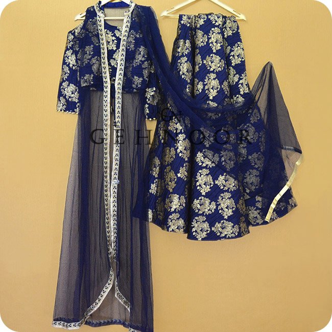 indo western blue dress