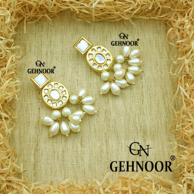 White Patwa Handcrafted Earrings main image 1